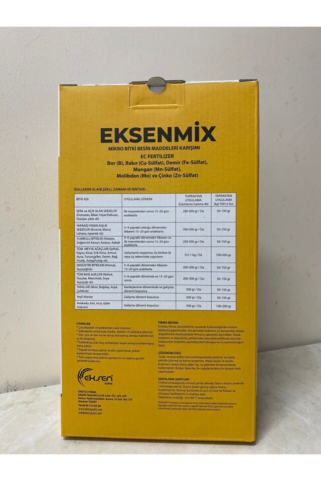 Mikro Besin Karışımı Toz Gübre Demir Bor Bakır Mangan Çinko EksenMix 1 kg