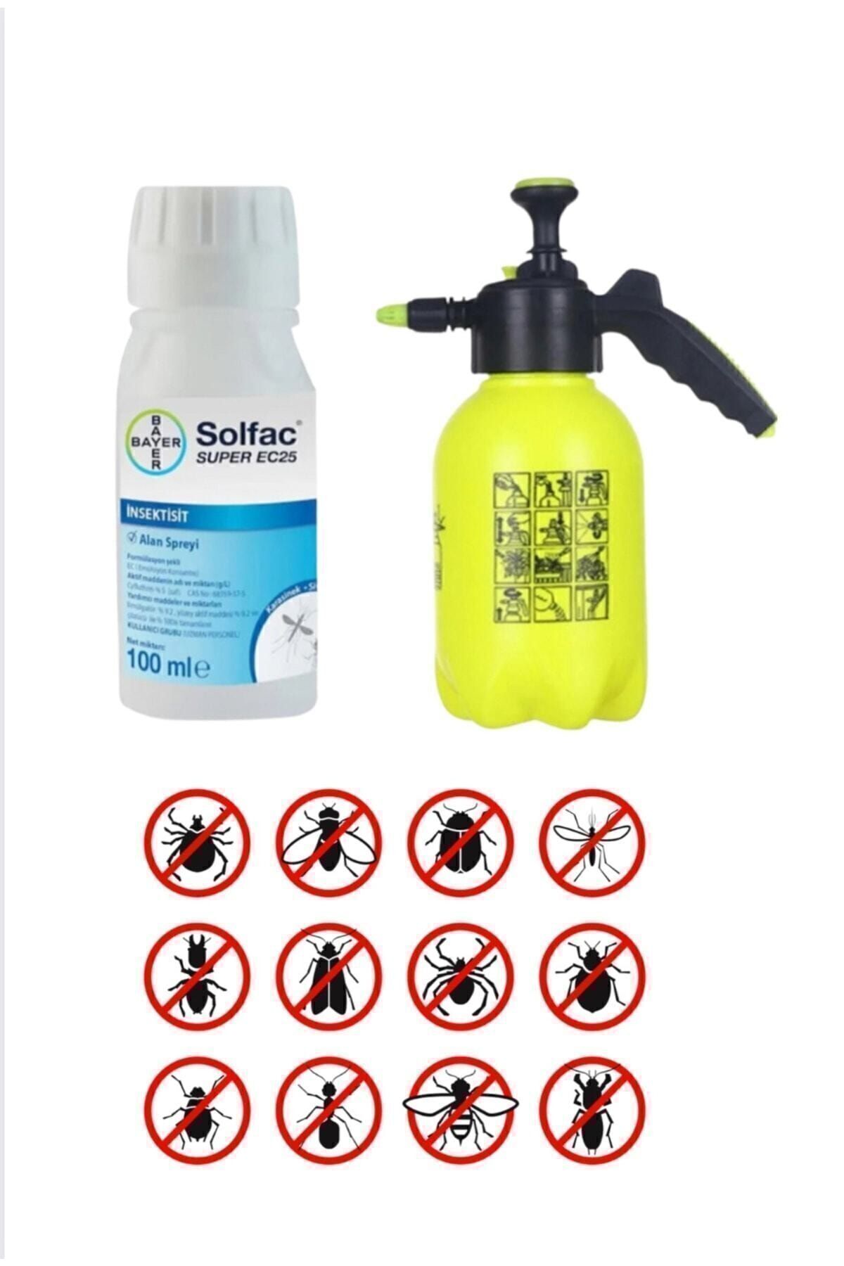 Bahçe Ilaçlama Seti Tüm Uçan Ve Yürüyen Haşerelerde Etkili/solfac Super 100ml/2lt Basınçlı Pompa