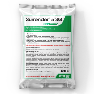 Surrender® 5 SG, Emamectin benzoate içeren, mide zehiri ve kontakt etkili bir insektisit