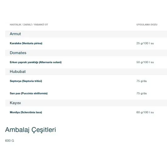 Bayer Folicur 25 WP Kara Leke Pas ilacı 600 Gram